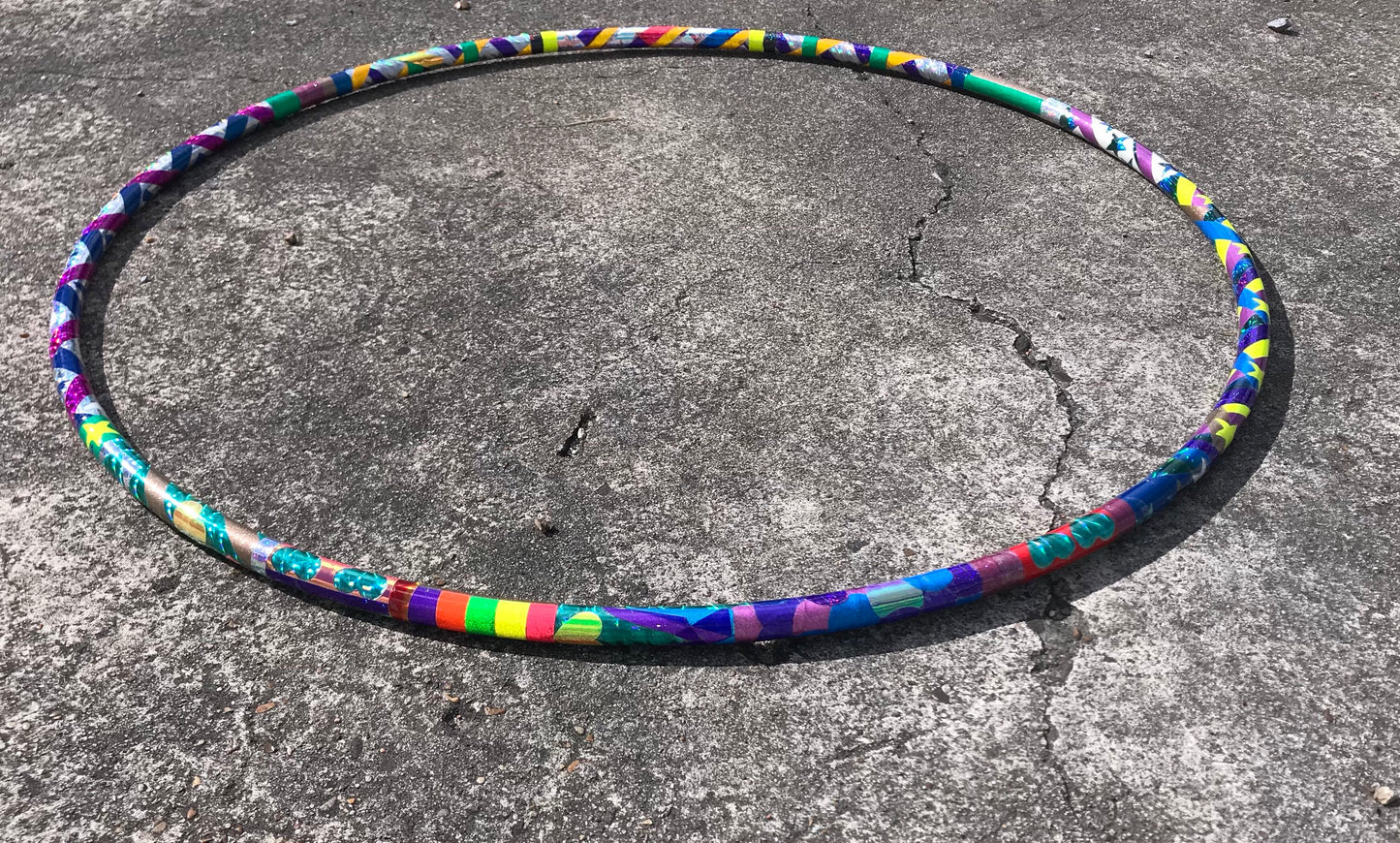 Mystery Mosaic Partial Reflective Scrap Taped Hula Hoop