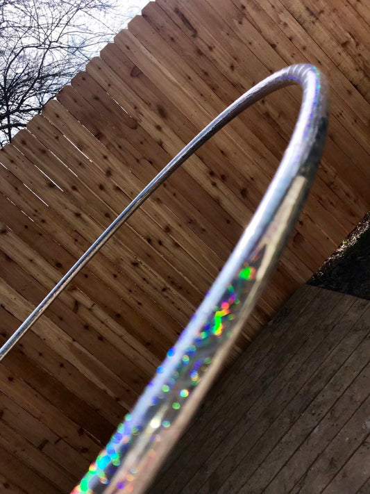 Psychedelic Silver Rainbow Taped Hula Hoop